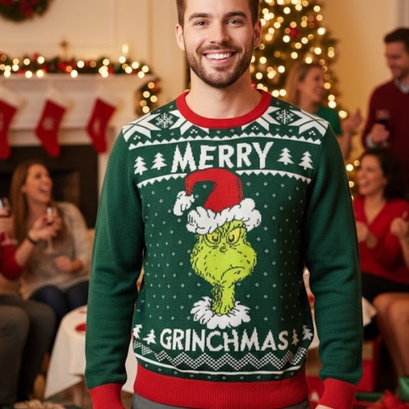 The Grinch Christmas Sweater Adult Small Dr Suess’ The Grinch Stretchy  Ugly - Picture 1 of 7